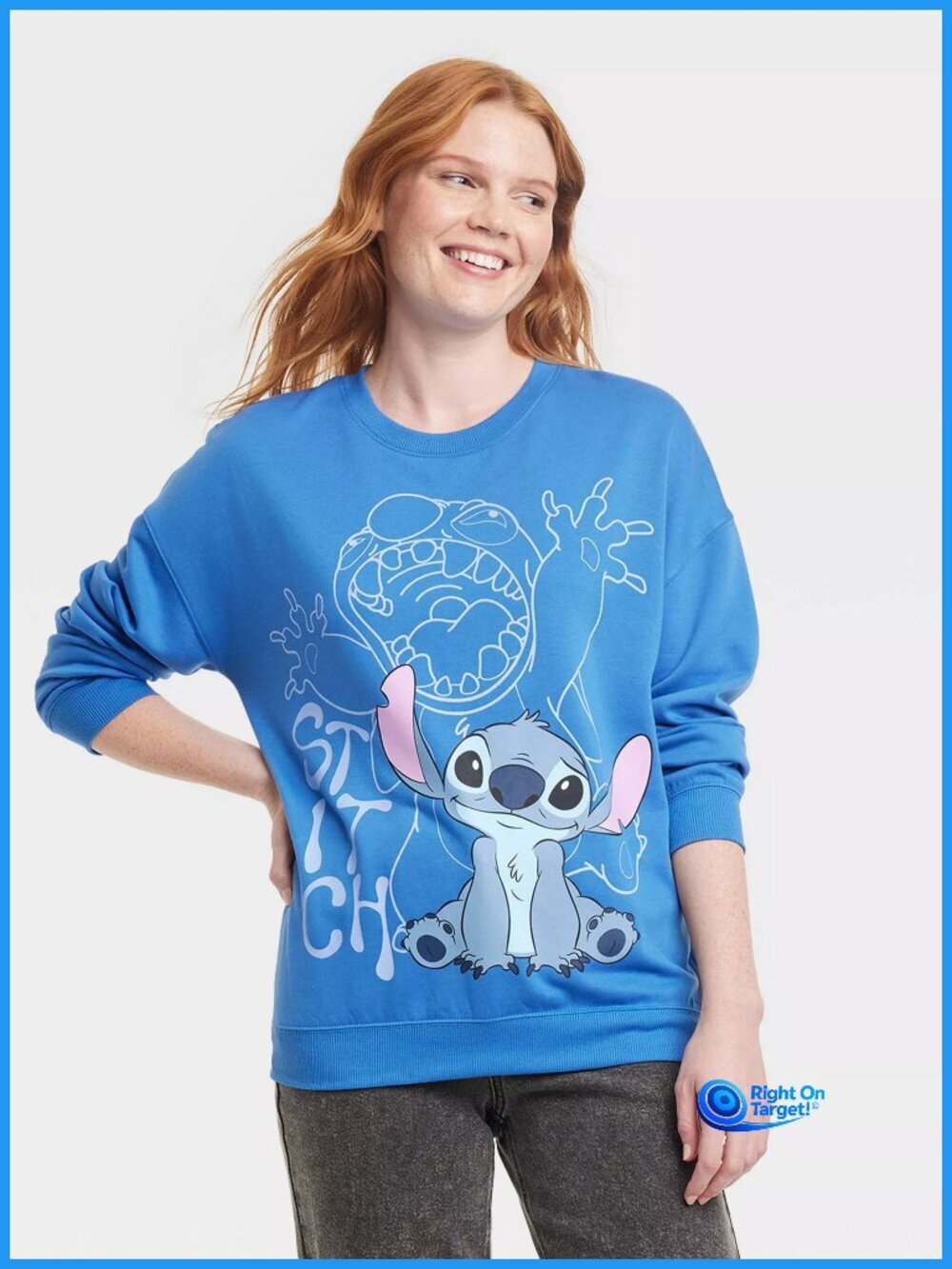 Medium - Womens Stitch Cozy Graphic Sweatshirt - Blue